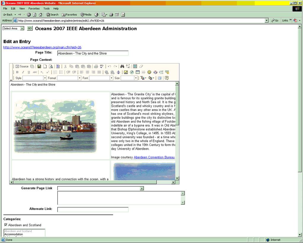 created and controlled. Figure 4 is an example of the GUI editor used to build and layout individual pages of the website.