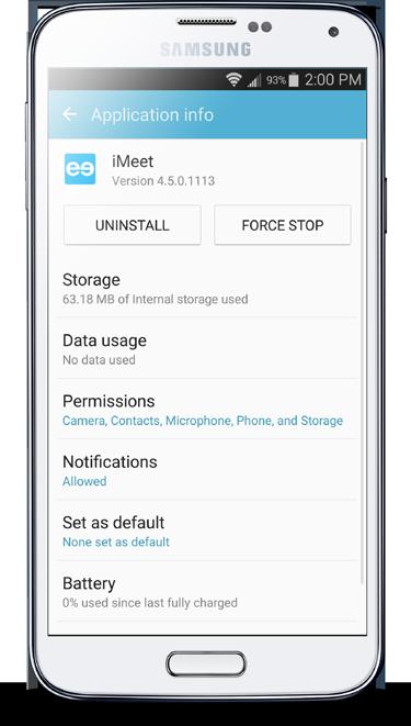Manage imeet contacts Grant access to your Android Contacts If you originally denied imeet