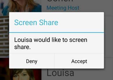 Meeting productivity Guest screen share You cannot share your Android