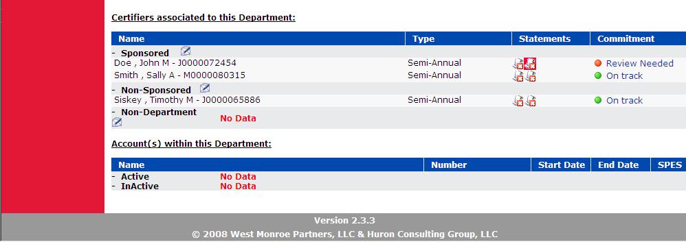 On Hold Monitoring Effort statements on Hold On the Department Dashboard page, an effort statement that