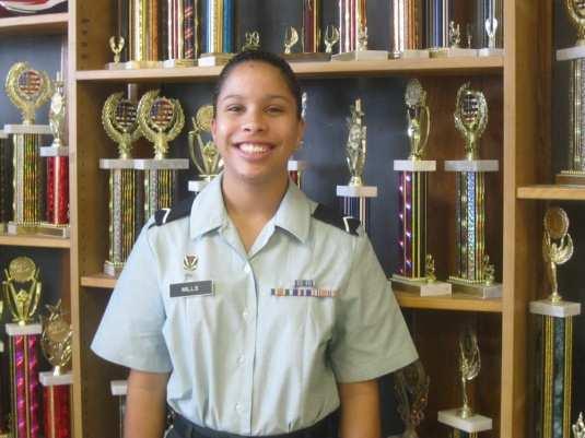 She says, In JROTC I am learning not only leadership, but how to work together as a team. I plan to be a doctor to better help my community.
