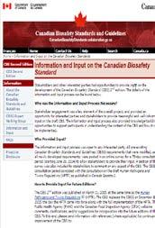 Canadian Biosafety Standards and Guidelines Human Pathogens and Toxins Act (HPTA), [SC 2009, c.