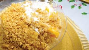 can peaches, slices or chunks 1 ½ cups of plain nonfat yogurt Steps Place graham crackers in a zip top plastic bag or between two pieces of foil and crumble, using the
