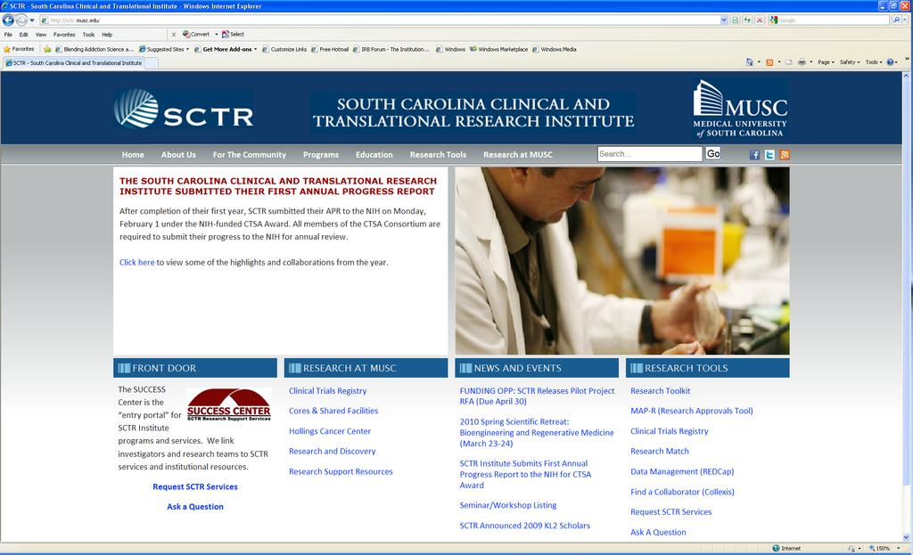 The Medical University of South Carolina SCTR Integrated Portal for Research (http://sctr.musc.