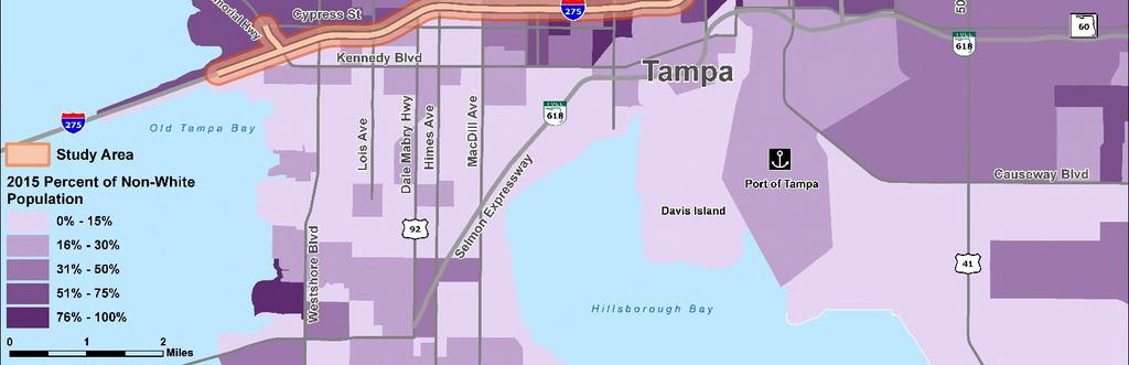 SEIS Project Study Area* 33,773 11,806 35% City of Tampa 344,530 75,079 22% Hillsborough County 1,282,679 217,684 17% SOURCE: U.S. Census Bureau, 2011-2015 American Community Survey