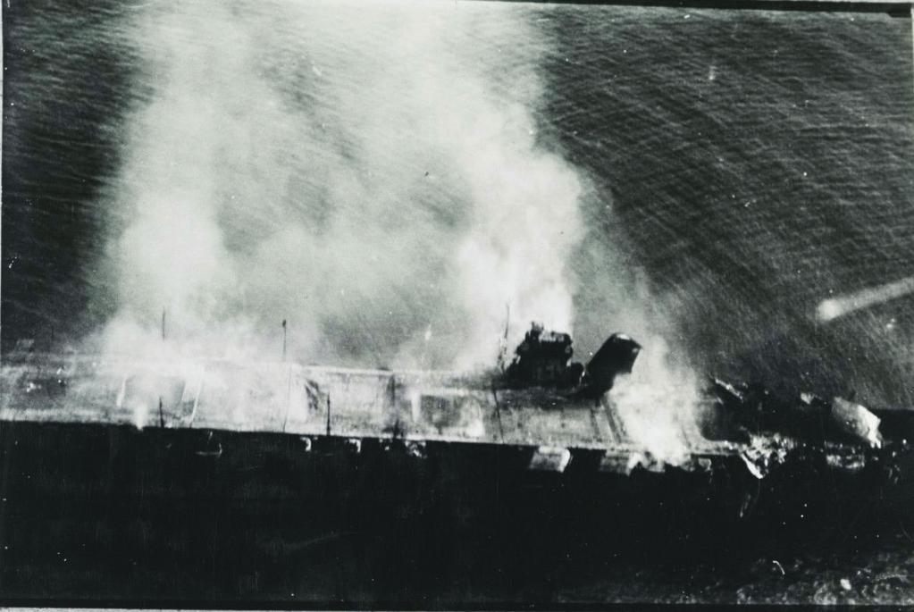 Activity: Making a Difference: Service & Sacrifice At The Battle Of Midway Document Group B Photograph, Japanese aircraft carrier Hiryu burning, shortly after sunrise on 5