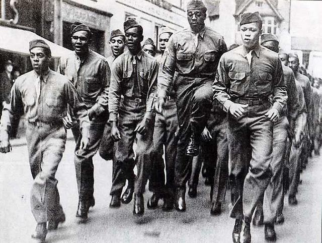 III. African Americans in the War (con t) B. FDR refused to end segrega>on, or separa>on, of the races in the military. 1.
