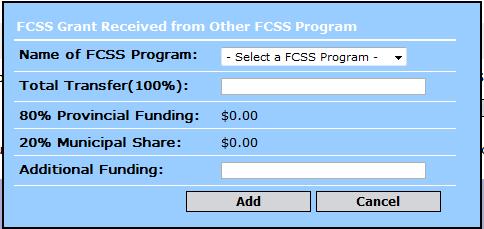 d. To add a new Program to the Grant Transfer section, click on Add Row and the
