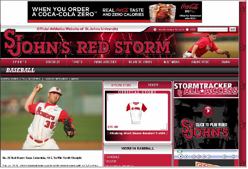 Internet www.redstormsports.com Logo identification on the St. John s Athletics website (redstormsports.