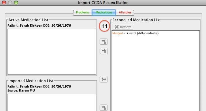 the patient s reconciled list (located at top and bottom of screen) Exclude the selected Active and/or imported from the