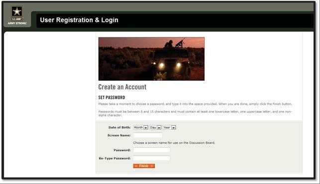 7. The Cadet can select the Link within the message. It will take them to the Set Password portion of the Create an Account in My.GoArmy.com. 8. The Cadet will need to set their password. a. Cadet must select the Date of Birth they entered during a previous step.