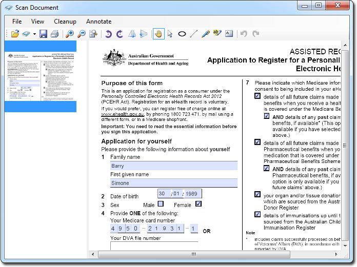 Application to Register, and Consent to Include Information o Indicate how the patient's identity has been verified by you by selecting an option from the drop-down list provided.
