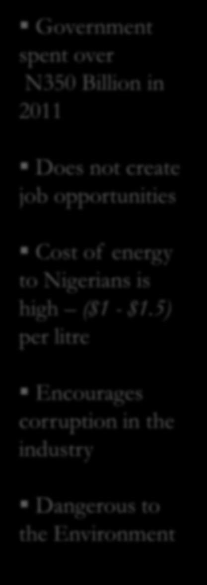 THE CURRENT SITUATION IN NIGERIA (NO SUBSIDY ON LP GAS FOR THE DOMESTIC MARKET) Subsidy on Kerosene Government spent over N350 Billion