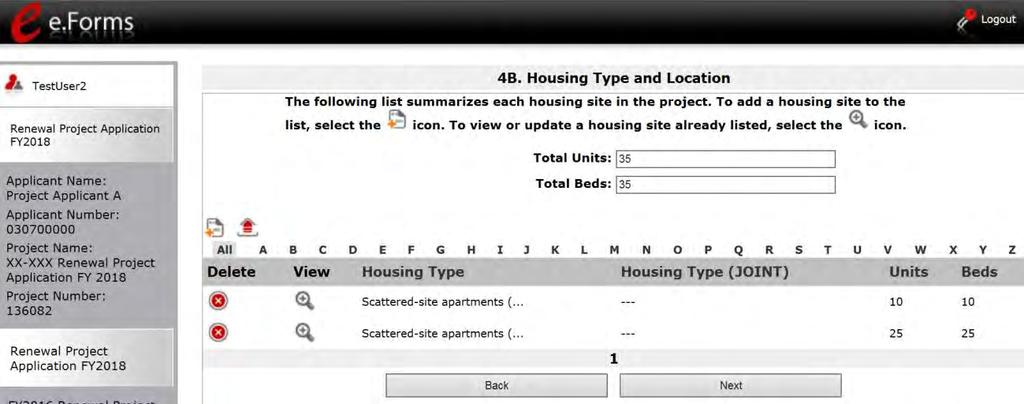 4B. Housing Type and Location (PH: RRH) The following screen, 4B. Housing Type and Location, applies to PH: RRH (the components selected on screen 3A. Project Detail and 3B. Project ).