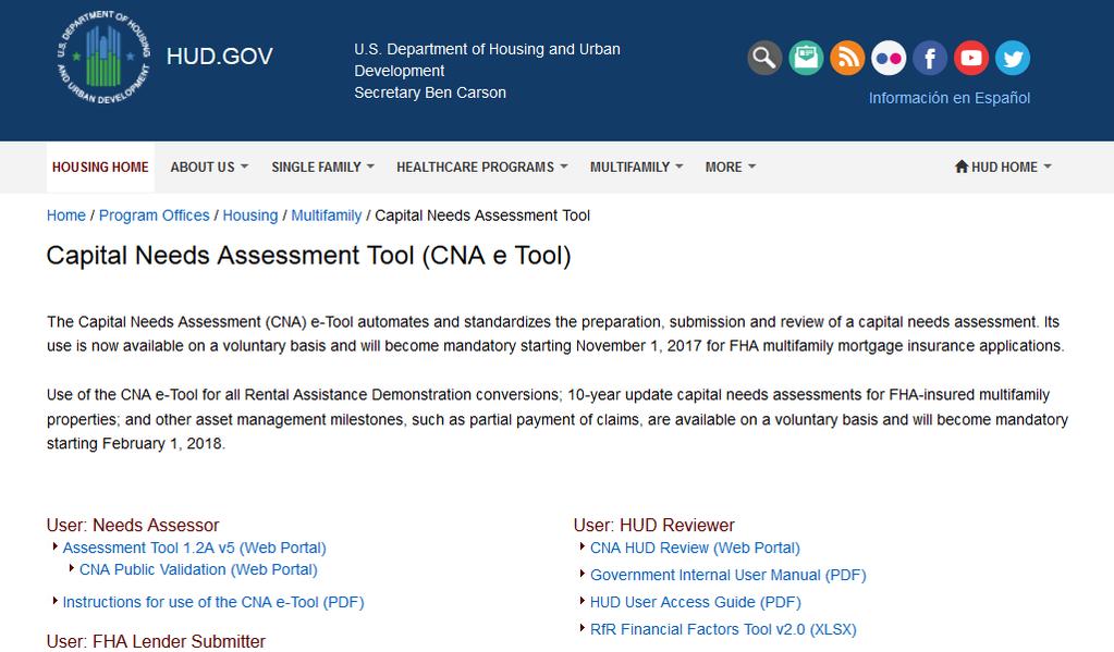 HUD CNA e-tool Webpage https://www.