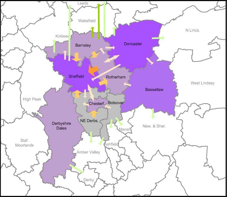 THE SHEFFIELD CITY REGION REFLECTS OUR FUNCTIONAL ECONOMIC GEOGRAPHY Very small flow out of SCR (1,500 to 3,000 commuters) Small flow out of SCR (3,000 to 8,000 commuters) Small flow within SCR