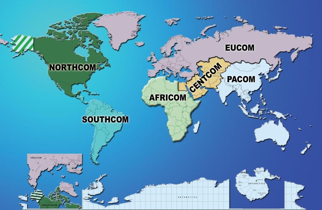 4. U.S. European Command (EUCOM), 5. U.S. Pacific Command (PACOM), which includes Hawaii and a number of U.S. territories, 26 and 6. U.S. Southern Command (SOUTHCOM). 27 Figure 10.