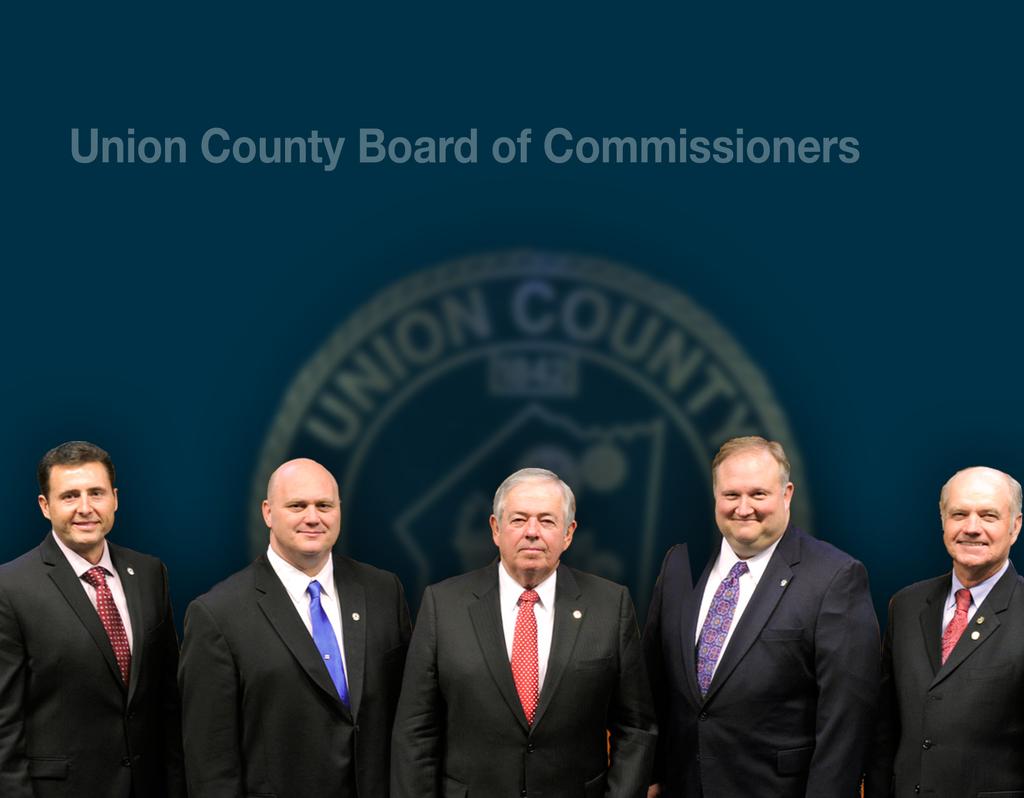 The Board of County Commissioners is the chief administrative and policy making body of Union County and consists of five members, elected at-large. Commissioners serve four-year staggered terms.