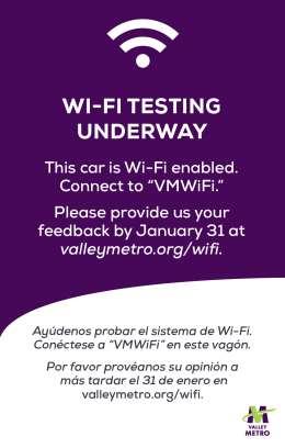 Wi-Fi Testing on Light Rail Two Valley Metro Rail cars currently Wi-Fi