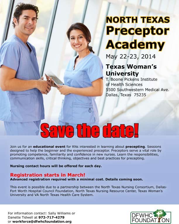 Nurse Preceptor Academy May 22-23 workforce@ dfwhcfoundation.