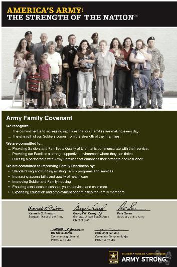 Commitment to the Army 2007 2011 2007 - The Army Family Covenant A means of
