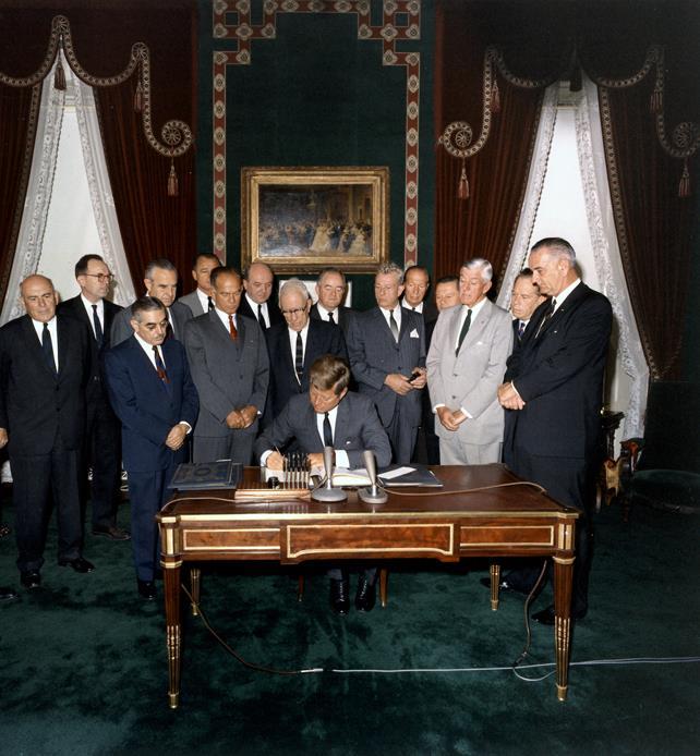 Limited Test Ban Treaty President Kennedy signs the Limited Test Ban Treaty Negotiations between U.S.