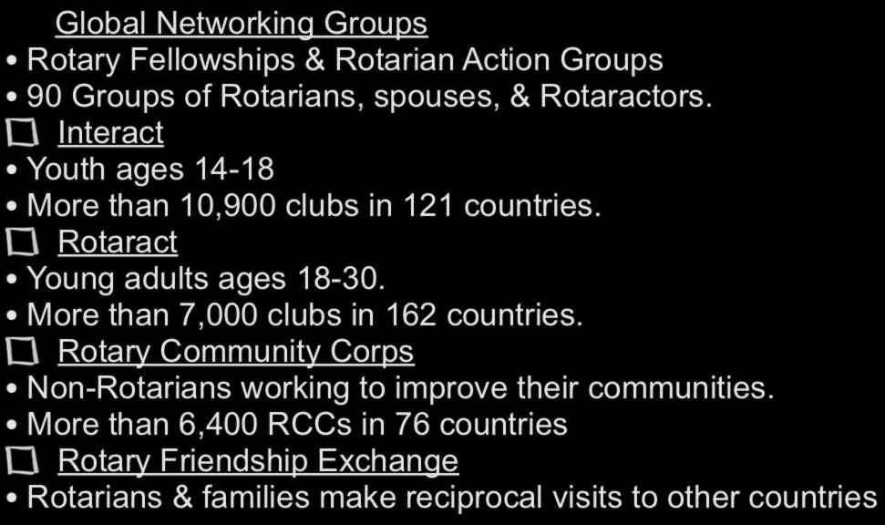RI Programs & Opportunities for Involvement (1 of 2) Global Networking Groups Rotary Fellowships & Rotarian Action Groups 90