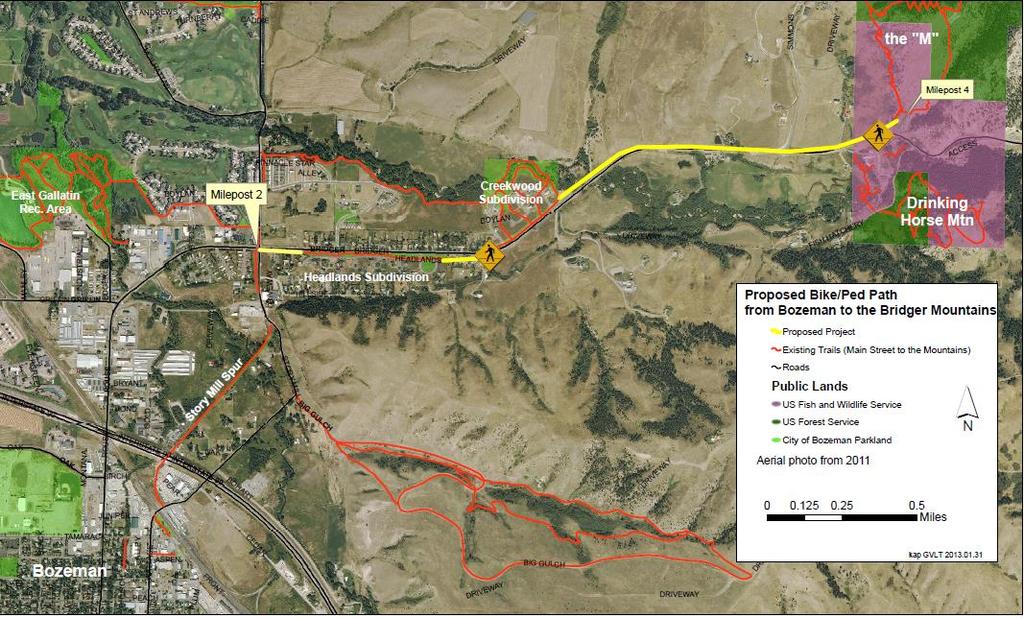 Bike and Pedestrian Path from Bozeman to the Bridger Mountains, Montana Total FLAP amount requested: ~$2.