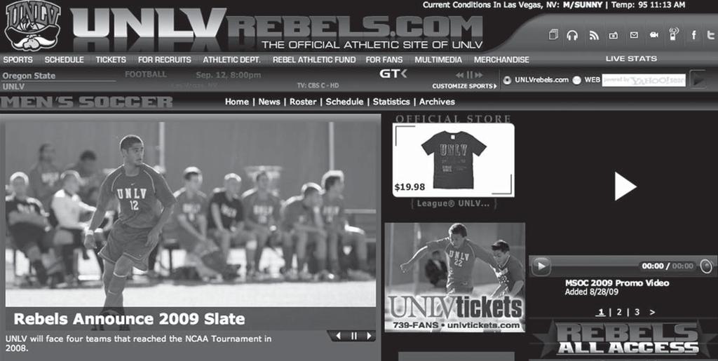 UNLVREBELS.COM IS THE HOME OF REBEL SOCCER Enjoying a complete redesign last year, the official UNLV athletics website www. w. unlvrebels.