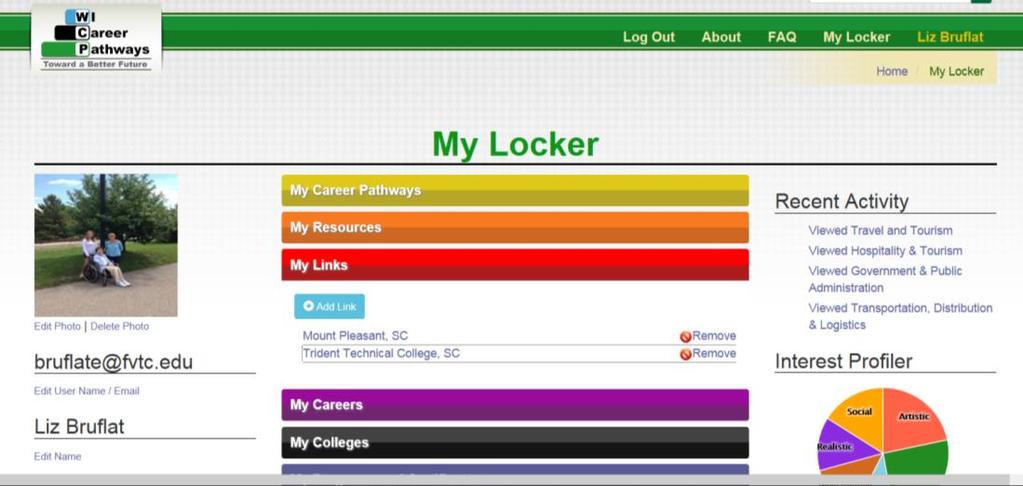My Locker My Links You will see the links you added in My Locker under My Links. My Locker My Links To Add a Link, enter the link title, copy the URL and click Save.