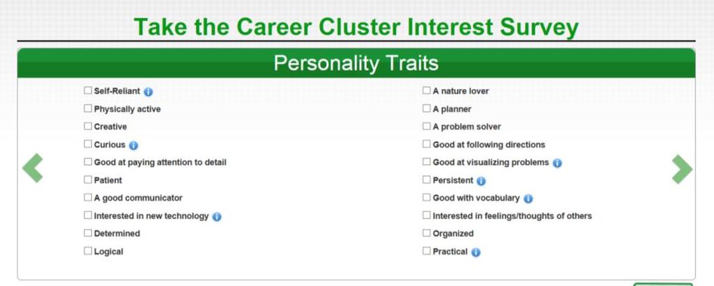 Career Clusters Interest Survey Select your