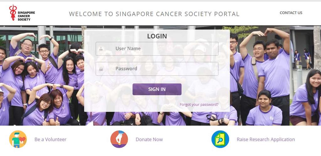1. Go to Singapore Cancer Society Portal (https://portal.singaporecancersociety.org.sg/) and click on Raise Research Application. 2.
