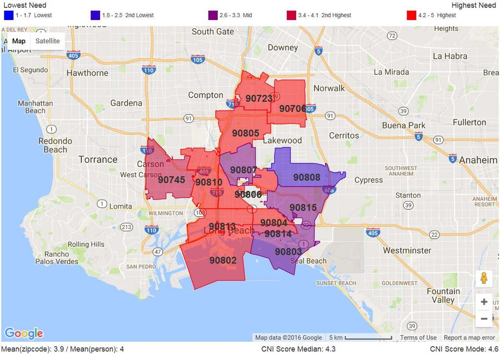 Community Needs Index (CNI) Map One tool used to assess health need is the Community Need Index (CNI) created and made publicly available by Dignity Health and Truven Health Analytics.
