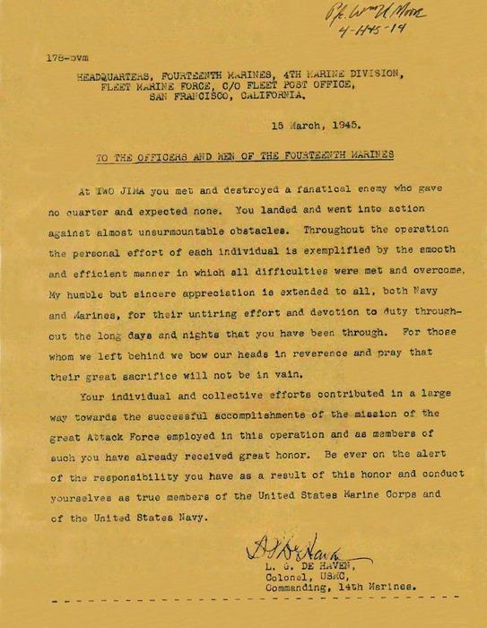 This is a letter sent out to all the soldiers and officers from a colonel after the war, thanking them for the effort and work that they put
