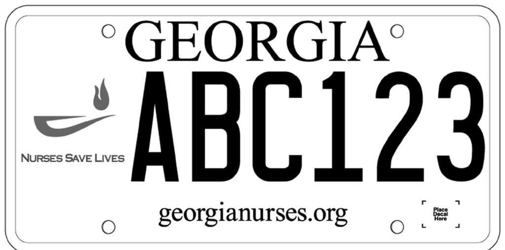 Appendix GET YOUR NURSE LICENSE PLATE TODAY! The Georgia Nurses Foundation (GNF) special nurse license plate is now available at Georgia tag offices.