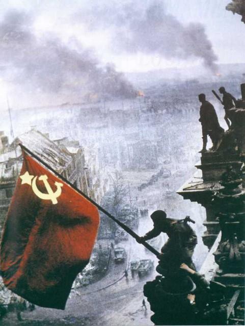 Russians raising the flag