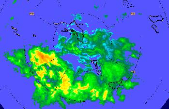 (Image courtesy of Aeromet website) Friday s weather radar by Aeromet showed massive rain cells passing to the south of Kwajalein Atoll.
