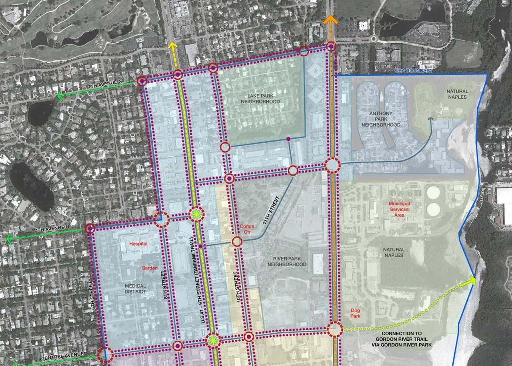 Redevelopment Programs Connectivity Plan Bike lanes Goodlette Frank Road US 41/Tamiami Trail Encourage bikers to