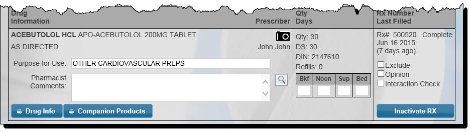 Search for and select the prescription you wish to adapt. The Adaptation Form window opens. 3. Select the magnifying glass button next to the Info from the Pharmacist field. 4.