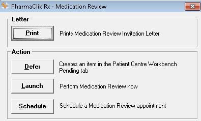 Printing a Medication Review Invitation Letter When a patient is eligible for a medication review and your pharmacy has the Patient Eligibility prompts feature turned on, you can select the prompt