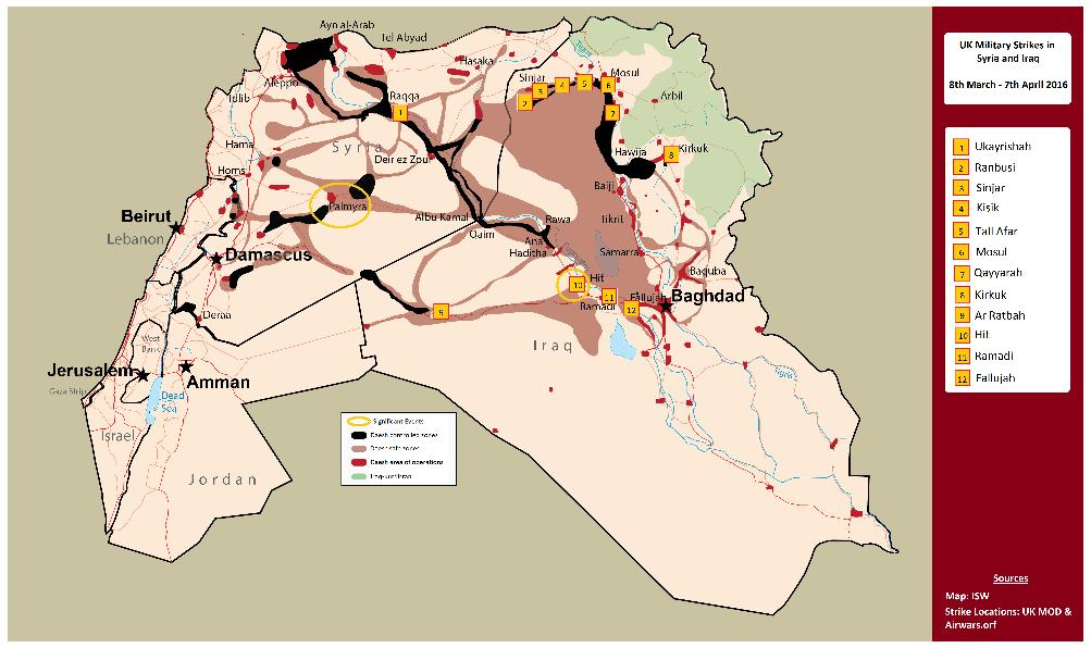 Figure 1. Locations of known UK airstrikes against Islamic State in Iraq and Syria (8 March to 7 April 2016). Open Briefing is the world s first civil society intelligence agency.