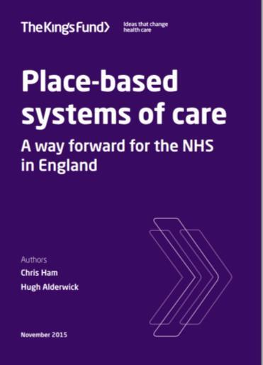 delivery system is best done at the same time, or shortly after, the integration of the commissioning system Collaboration through placebased systems of care offers the best opportunity for NHS