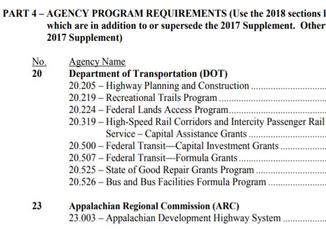 Illustration #1 Using 2017 and 2018 Supplements Together Auditor needs to audit the DOT Highway Planning and Construction Cluster as a major
