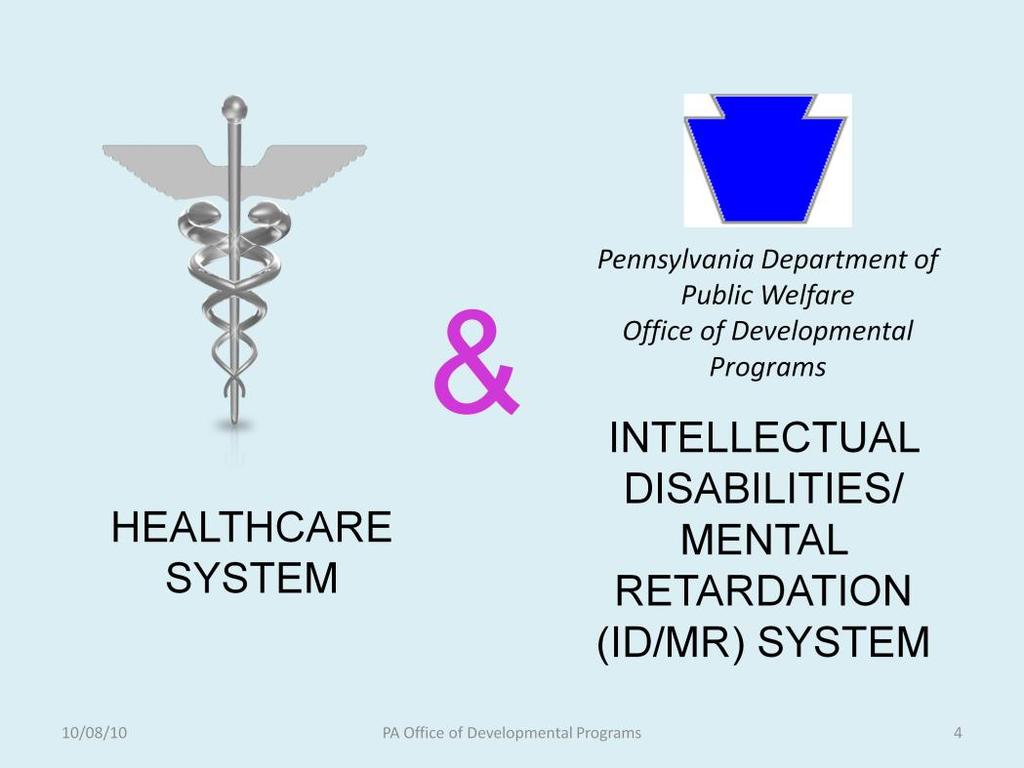 There are two primary systems that are able to provide nursing services to people with intellectual disabilities in Pennsylvania: the healthcare system and the ID/MR support system.