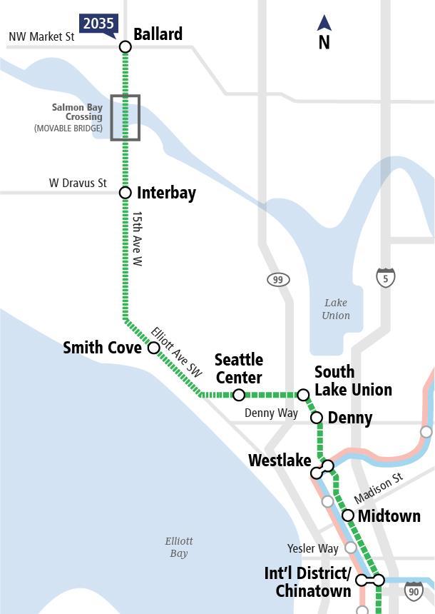 Ballard Link Extension Project Highlights: Opening 2035 Length: 7.