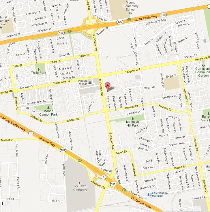 Our Location We are located on Victoria Avenue, one block south of the Government Center, across from Marie Callender s Restaurant.