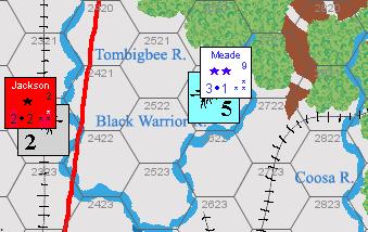 EXAMPLE 7.4.4A: Confederate General Jackson increases the Confederate player s die result by 2, while Confederate General Polk increases the Union player s result by 1. EXAMPLE 7.4.4B: General Meade may command up to 6 SP s since he is a two-star general.