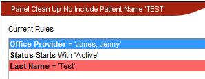 Does match or Not in criteria in Accuro shows up in red in when building a query.