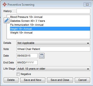 Steps to Capture Screening Maneuvers to Medical History Bands (MHB) Once the ASaP maneuvers are configured in the MHB, patient responses to the screening offers may be recorded. 1.