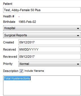 The surgical report is coded with the additional term Total Hysterectomy The